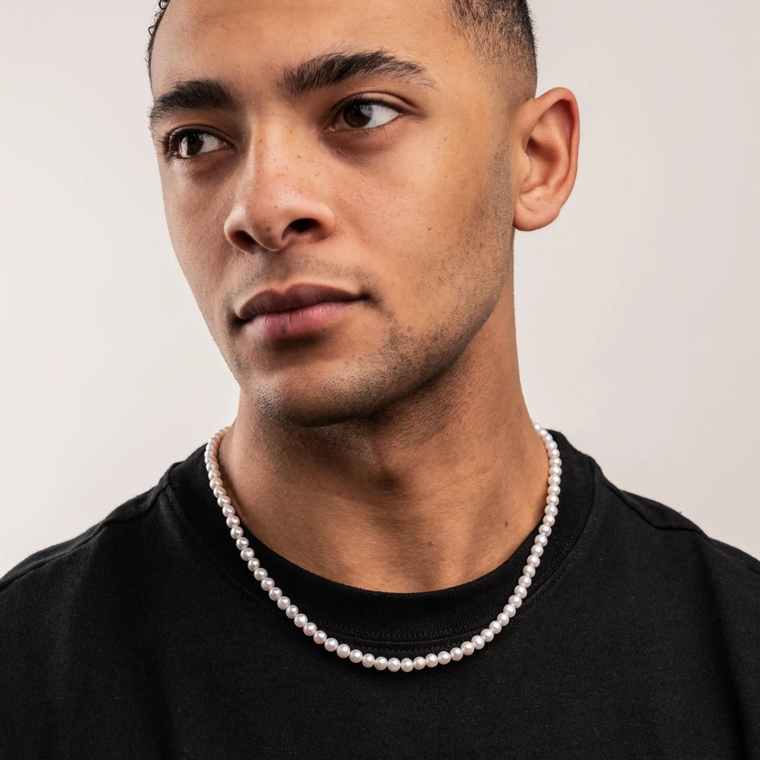 Men's White Freshwater Pearl Necklace sold by Dower & Hall product image thumbnail 3