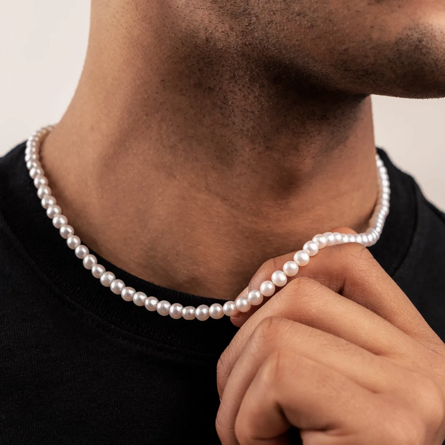 Men's White Freshwater Pearl Necklace sold by Dower & Hall product image thumbnail 2