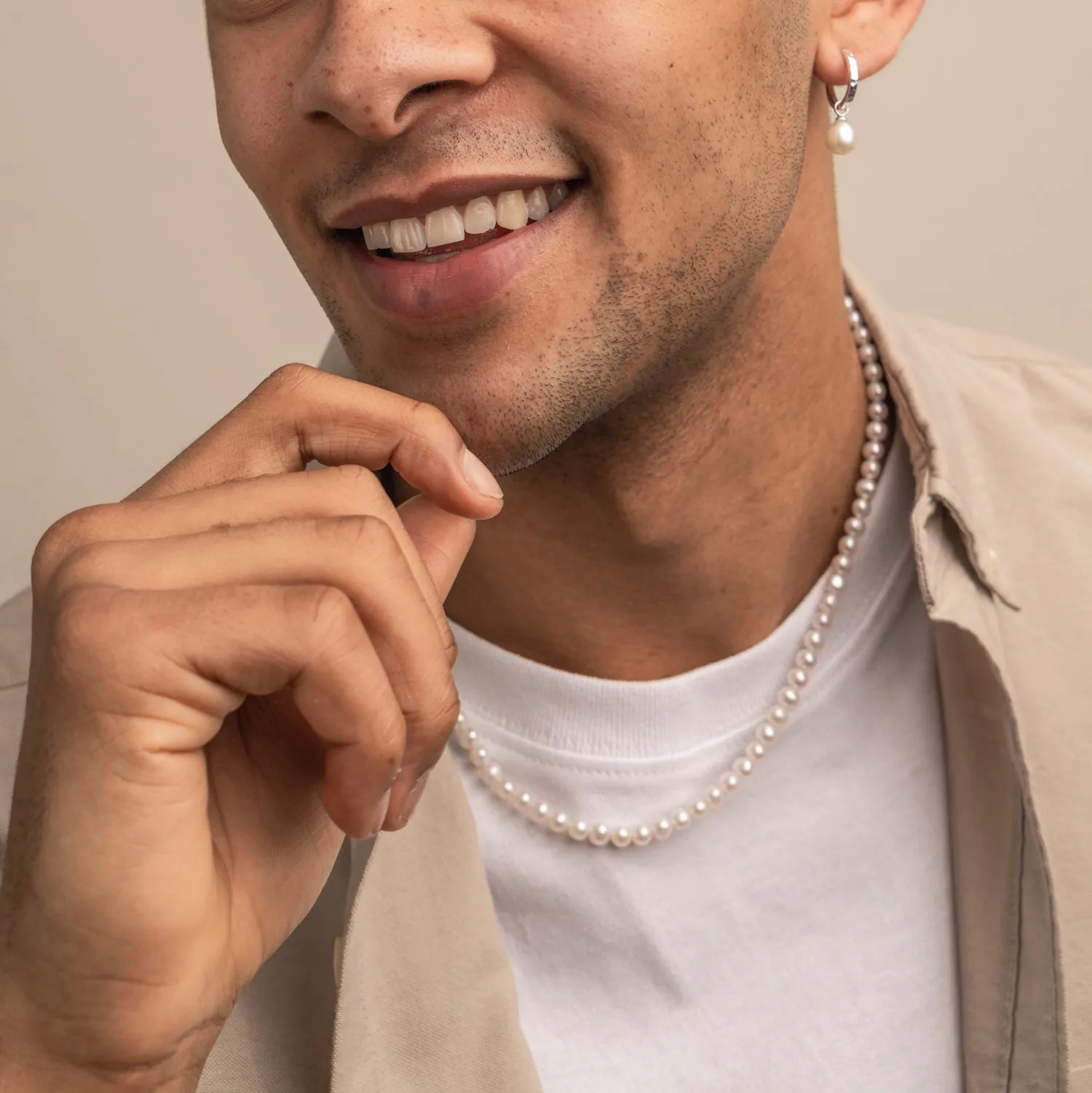 Men's White Freshwater Pearl Necklace sold by Dower & Hall product image thumbnail 5