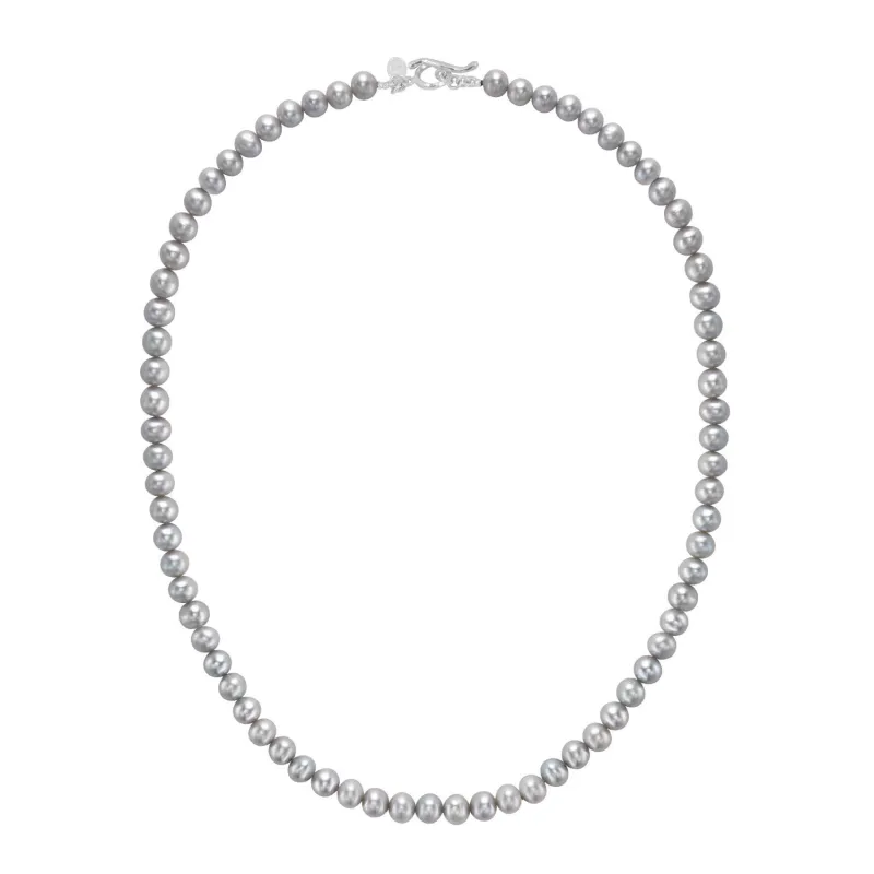 Men's Dove Grey Freshwater Pearl Necklace sold by Dower & Hall