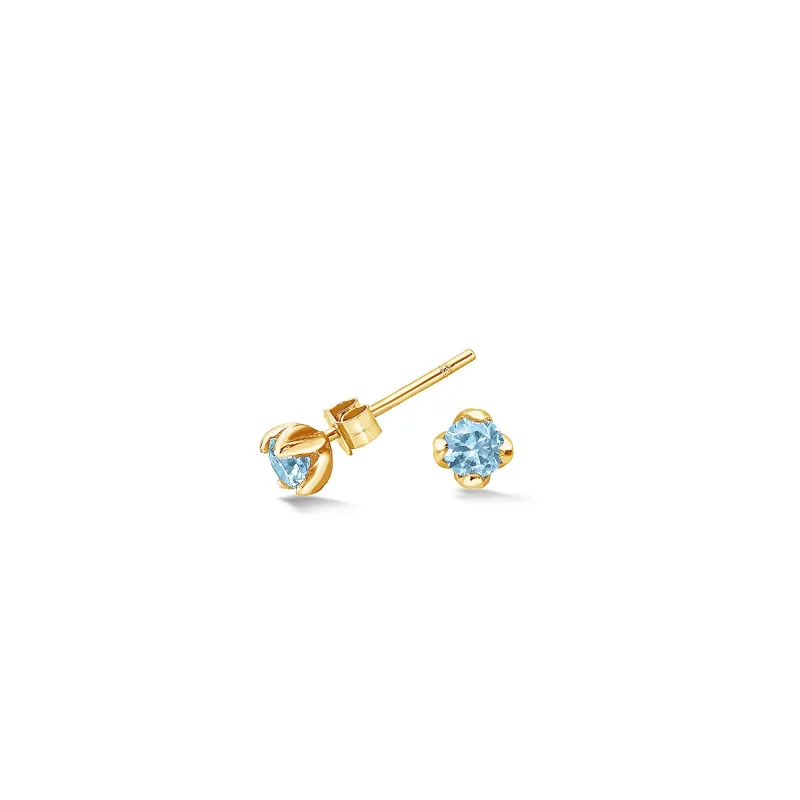 14k Gold & Aquamarine Stargazer Studs sold by Dower & Hall