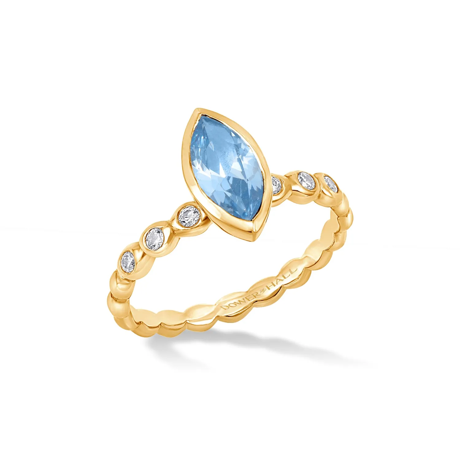 14k Bubbles Narrative Ring with Marquise Aquamarine sold by Dower & Hall