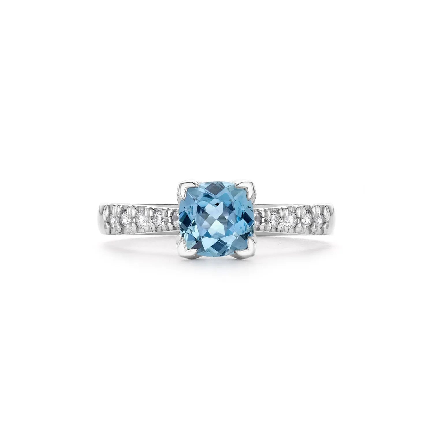 18k Lotus Engagement Ring with Cushion Cut Aquamarine sold by Dower & Hall product image thumbnail 2