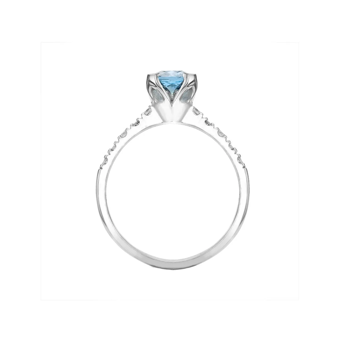 18k Lotus Engagement Ring with Cushion Cut Aquamarine sold by Dower & Hall product image thumbnail 3