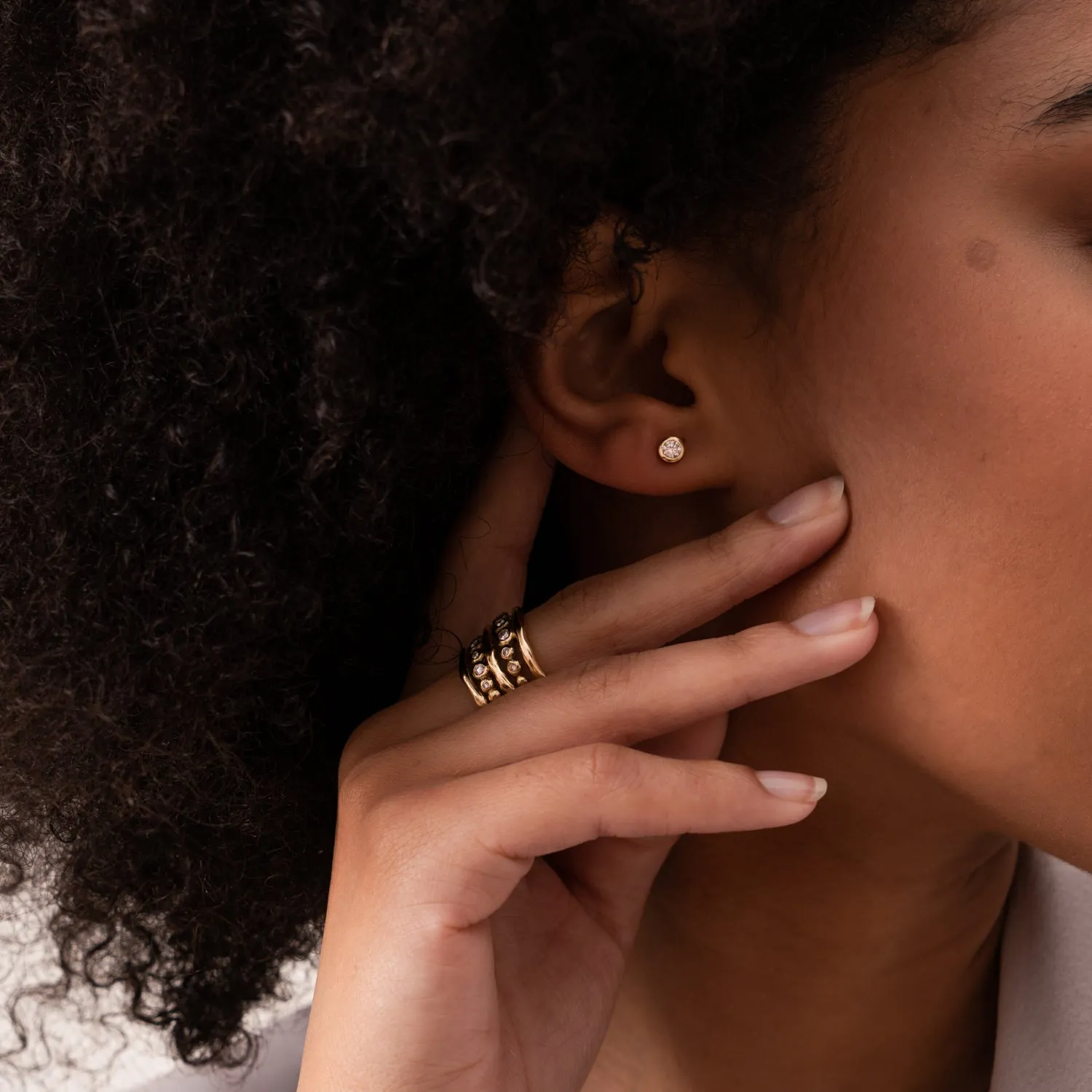 18k Gold & Diamond Cascade Studs sold by Dower & Hall product image thumbnail 4