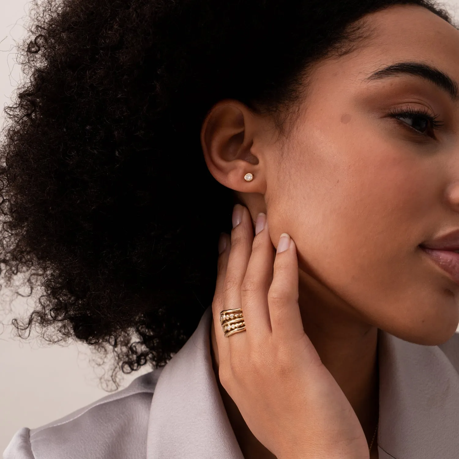 18k Gold & Diamond Cascade Studs sold by Dower & Hall product image thumbnail 2