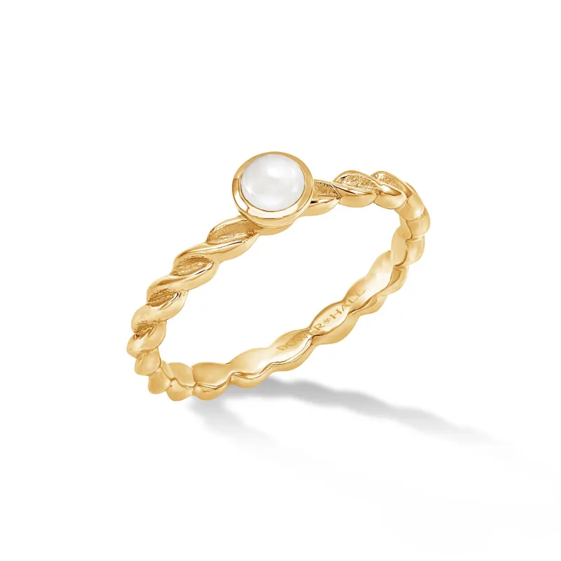 14k Twist Narrative Ring with 4mm Pearl sold by Dower & Hall