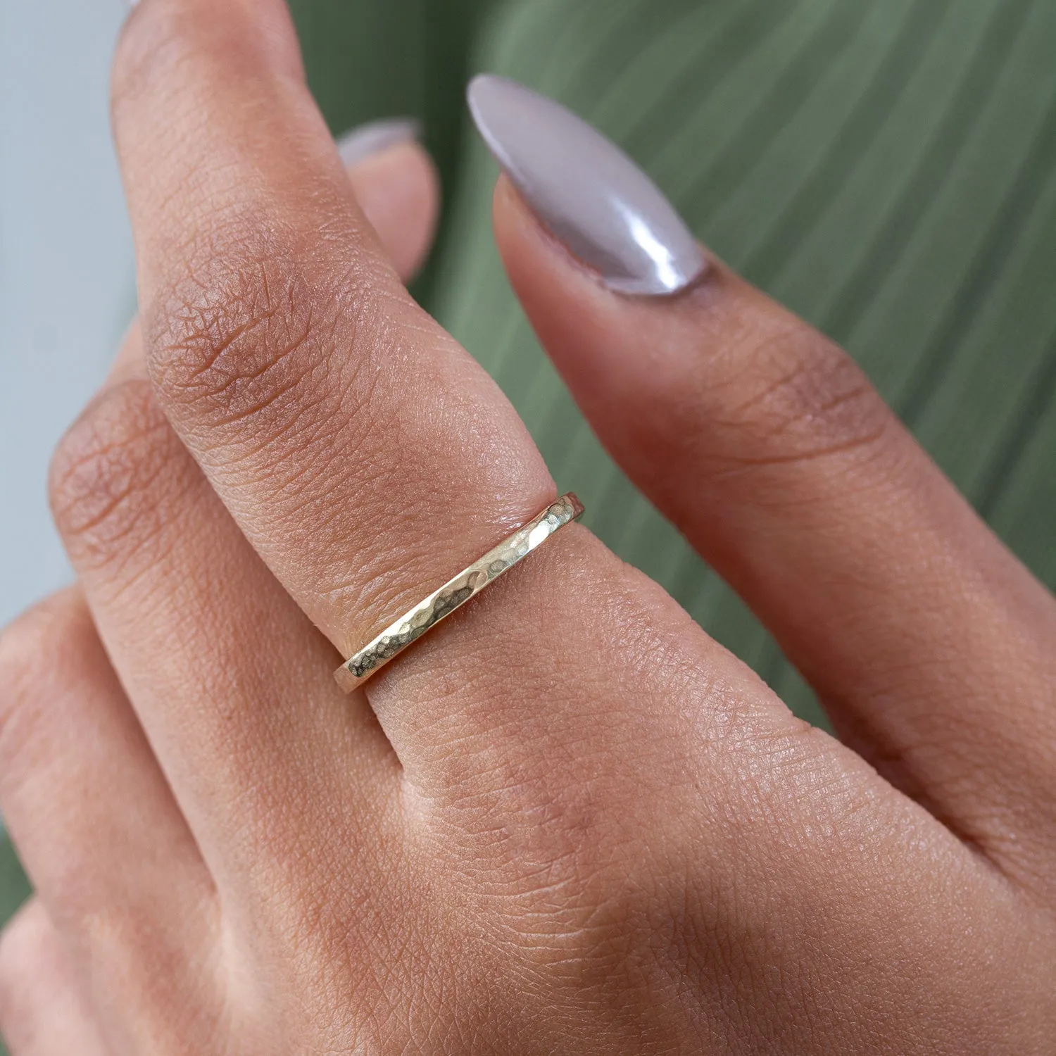 14k Gold Fine Hammered Narrative Ring sold by Dower & Hall product image thumbnail 2