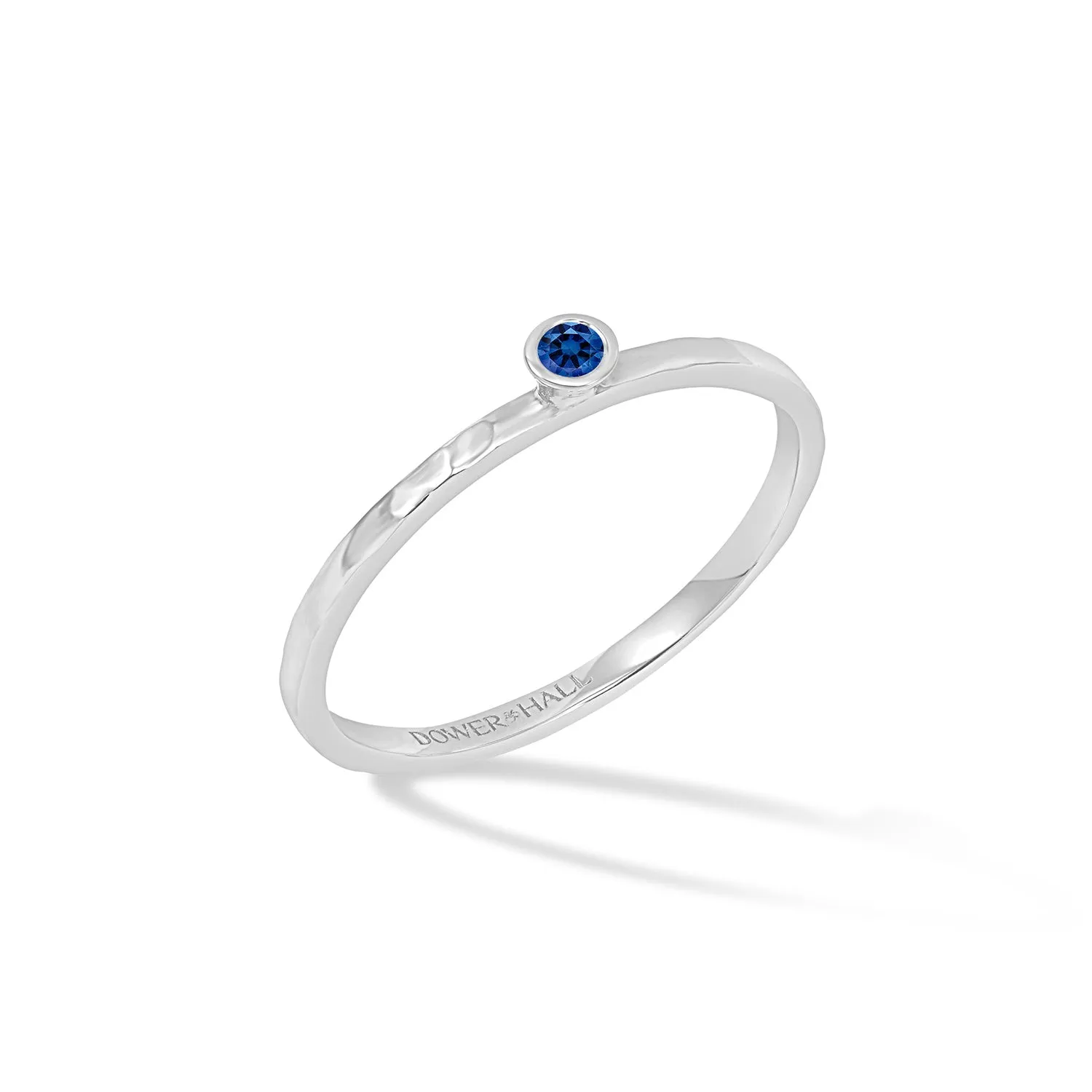 14k Hammered Narrative Ring with 2mm Blue Sapphire sold by Dower & Hall product image thumbnail 4