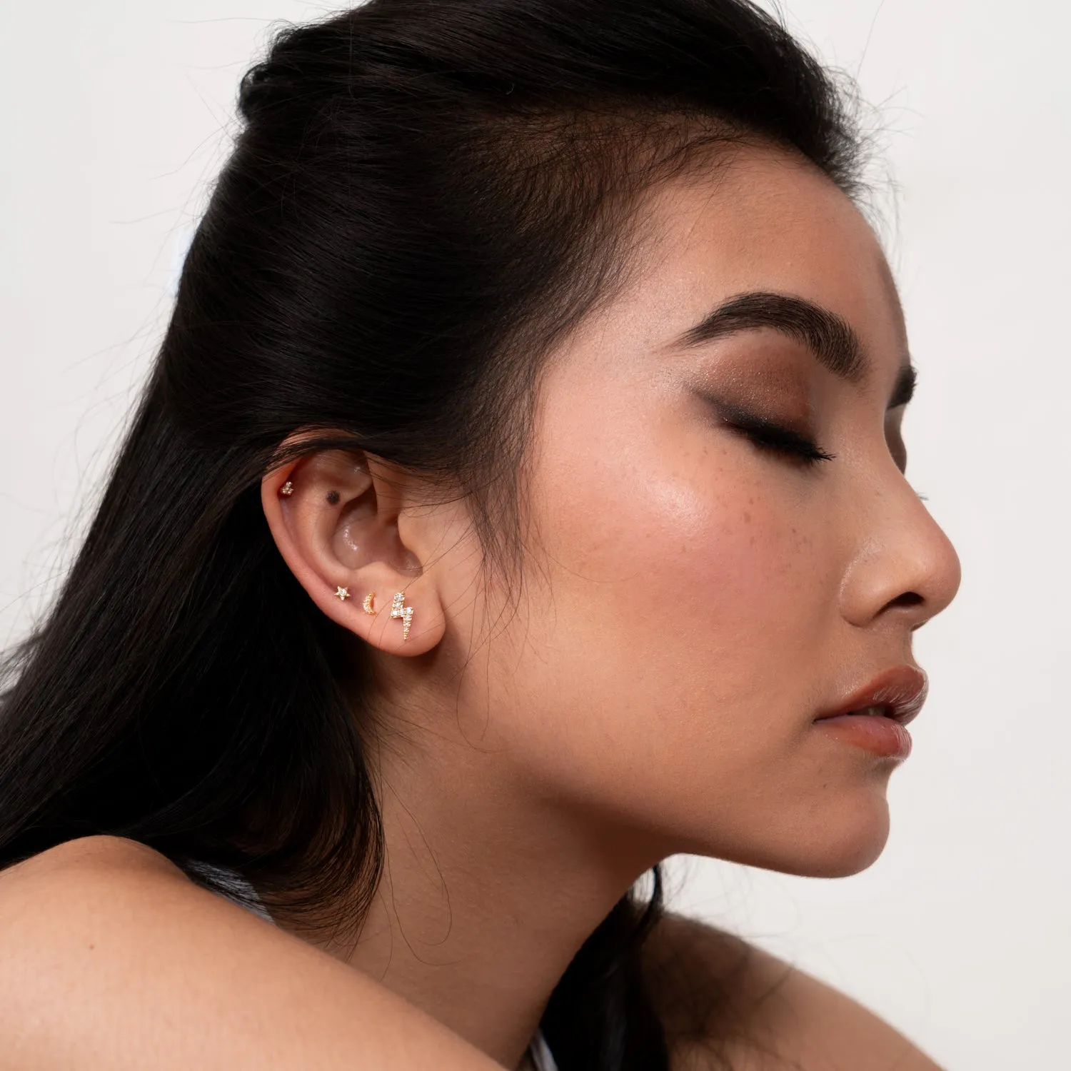 9k Diamond Crescent Single Labret sold by Dower & Hall product image thumbnail 2