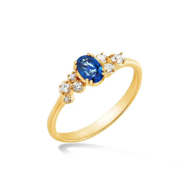 18k Oval Sapphire & Diamond Stargazer Ring sold by Dower & Hall