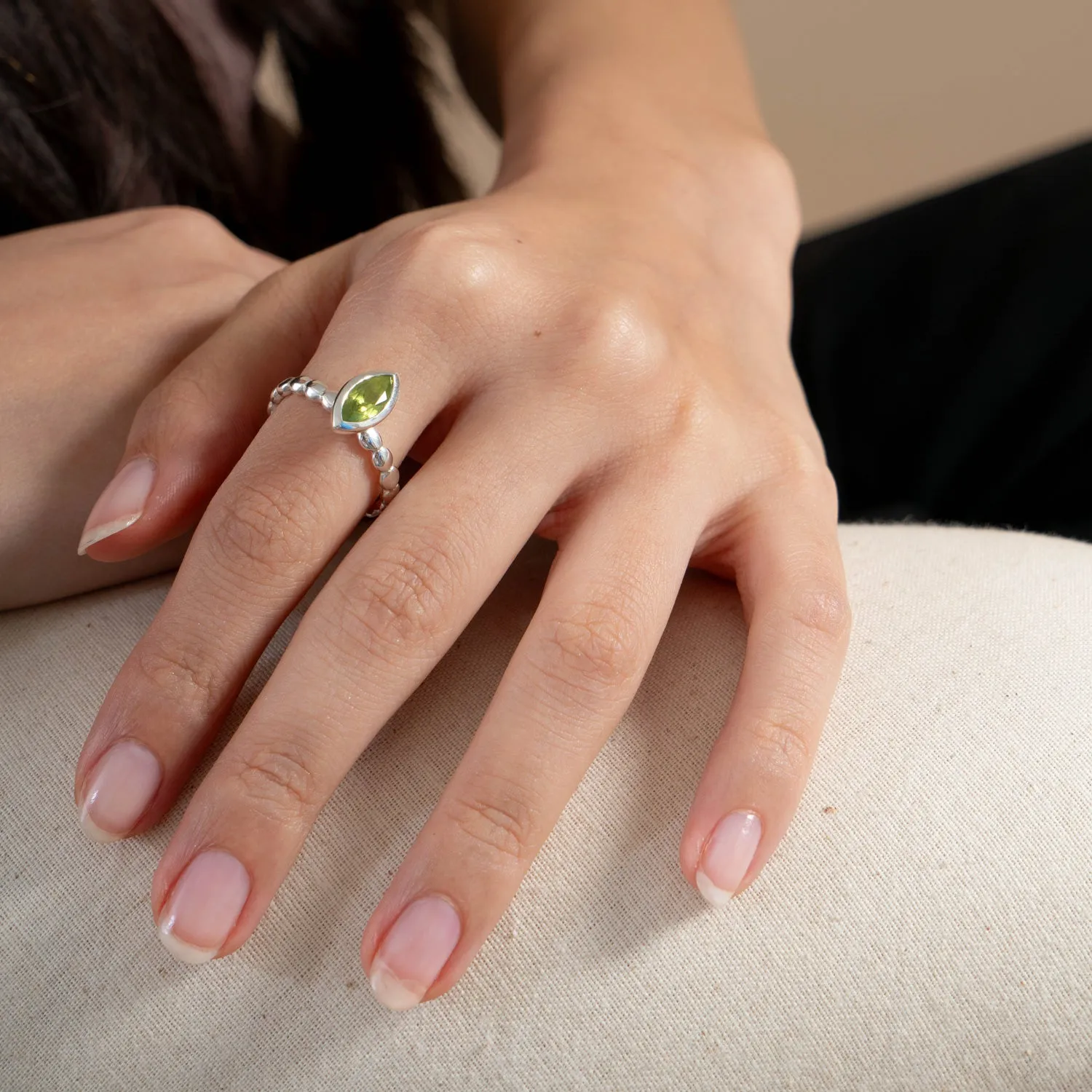Marquise Peridot Dewdrop Twinkle Ring sold by Dower & Hall product image thumbnail 3