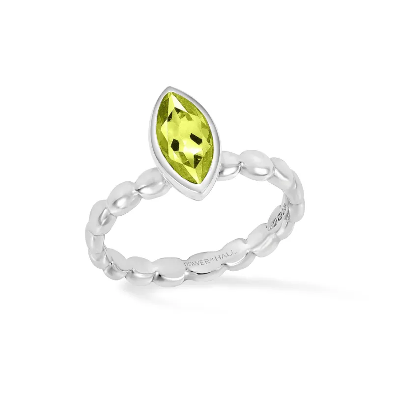 Marquise Peridot Dewdrop Twinkle Ring sold by Dower & Hall