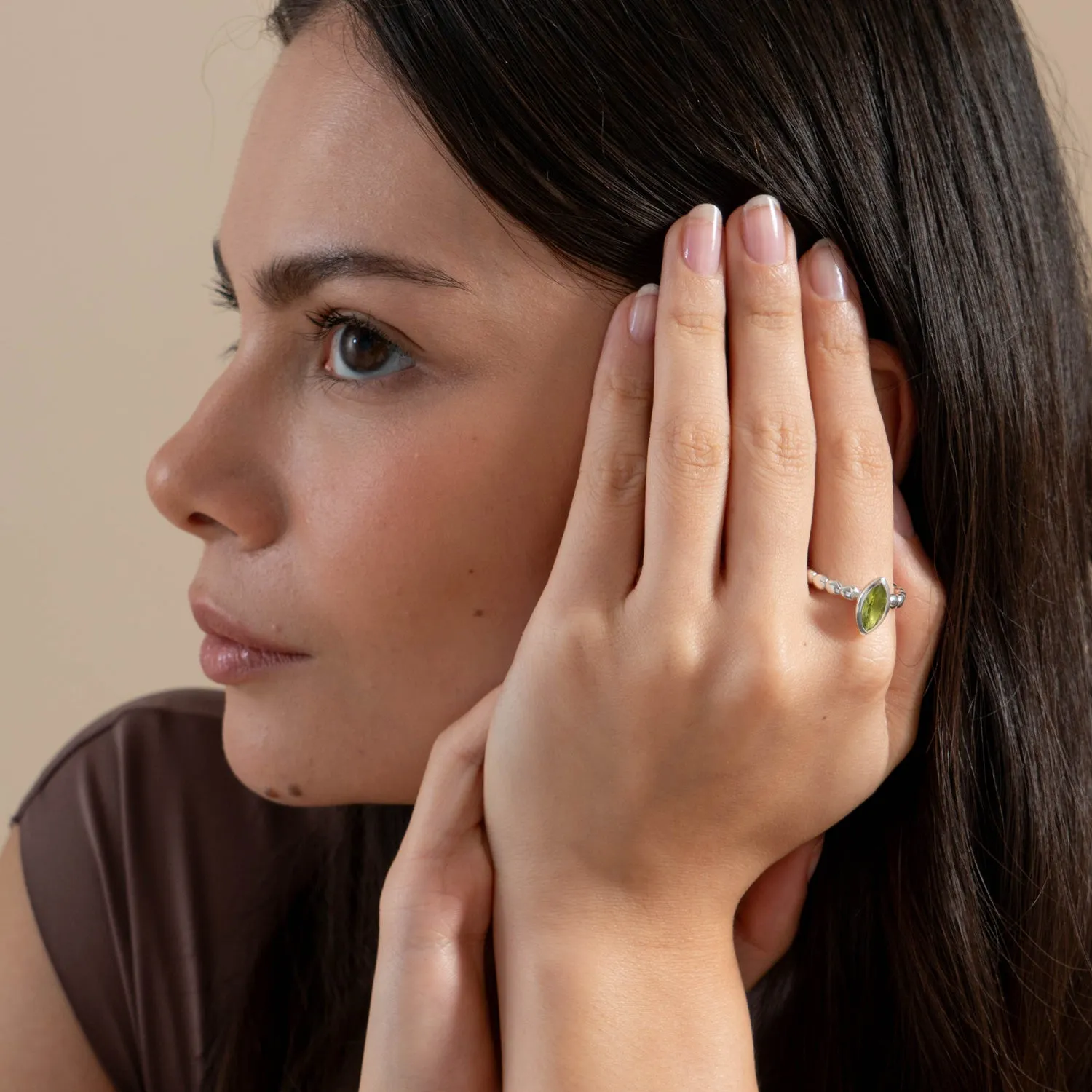 Marquise Peridot Dewdrop Twinkle Ring sold by Dower & Hall product image thumbnail 5