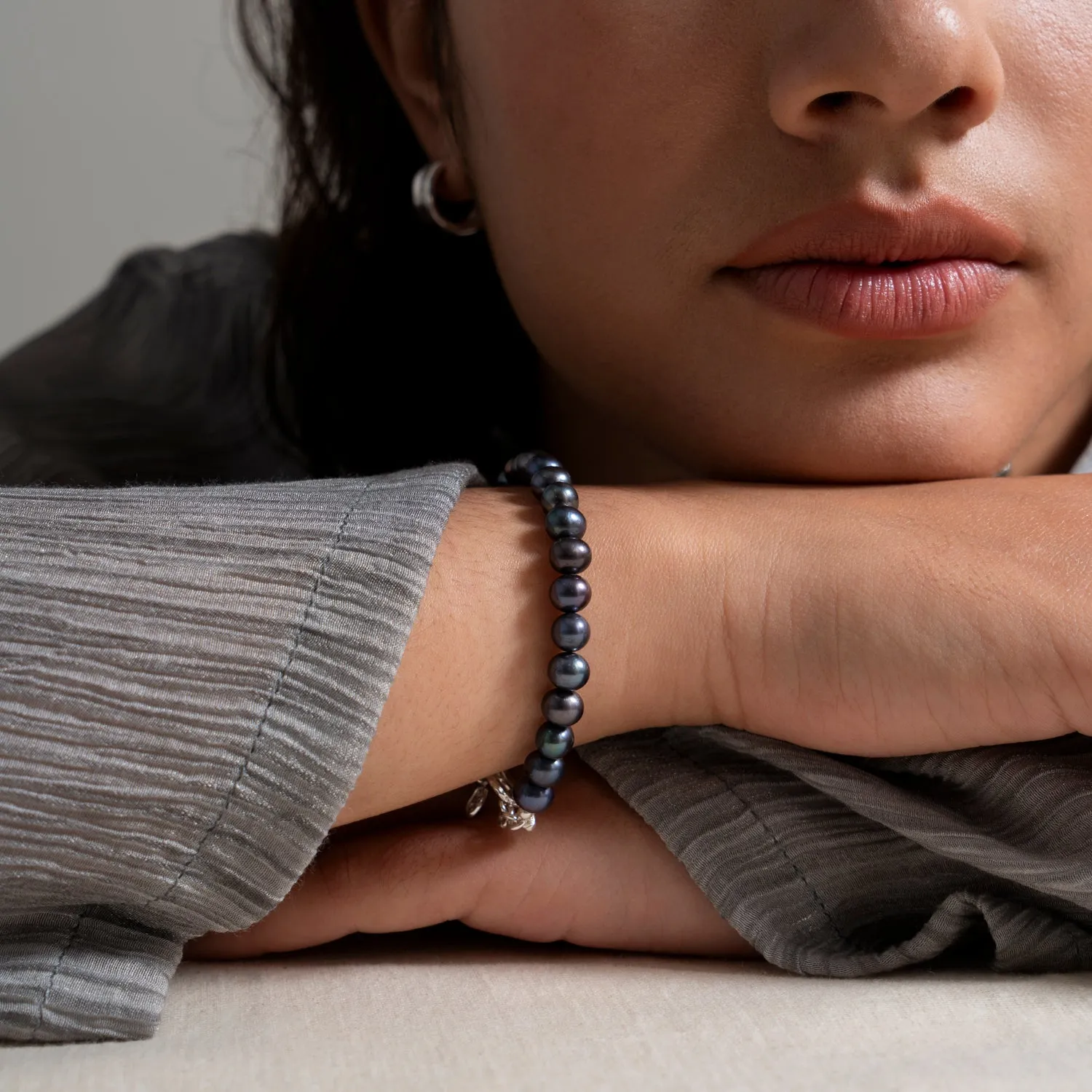 Timeless Peacock Freshwater Pearl Bracelet sold by Dower & Hall product image thumbnail 4