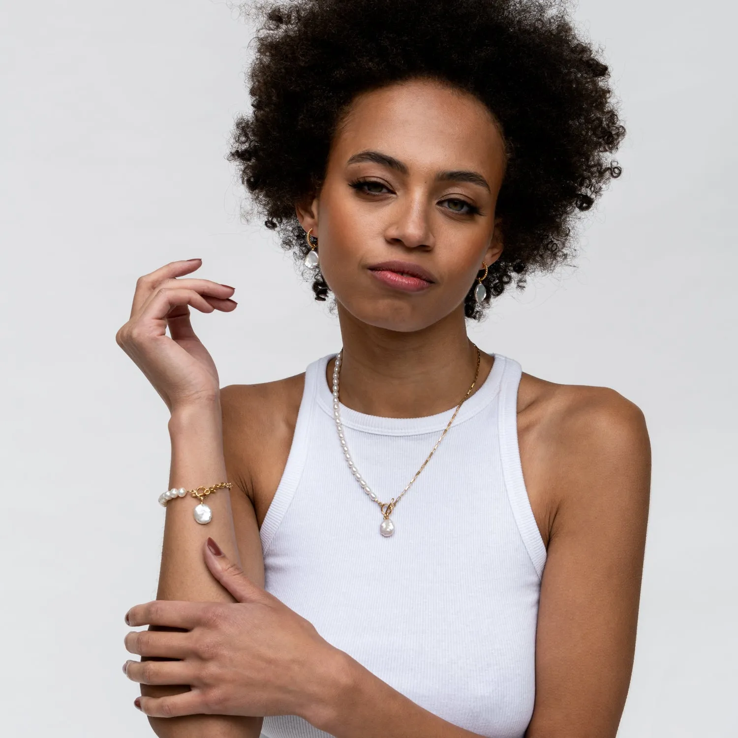 Timeless Keshi Pearl Drop Chain Necklace sold by Dower & Hall product image thumbnail 3