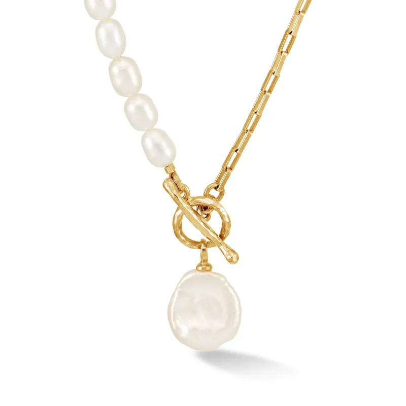 Timeless Keshi Pearl Drop Chain Necklace made by Dower & Hall