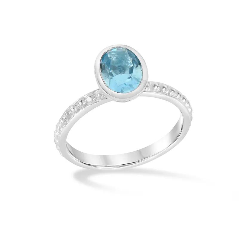 Blue Topaz Oval Granular Dotty Twinkle Ring sold by Dower & Hall