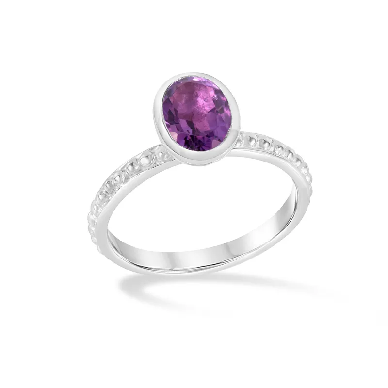 Amethyst Oval Granular Dotty Twinkle Ring sold by Dower & Hall