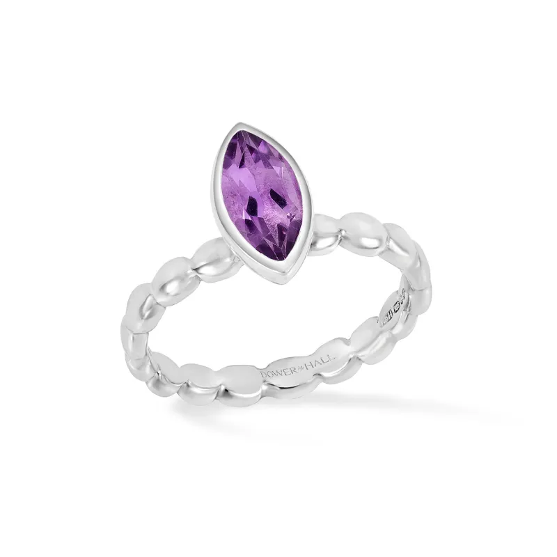 Marquise Amethyst Dewdrop Twinkle Ring sold by Dower & Hall