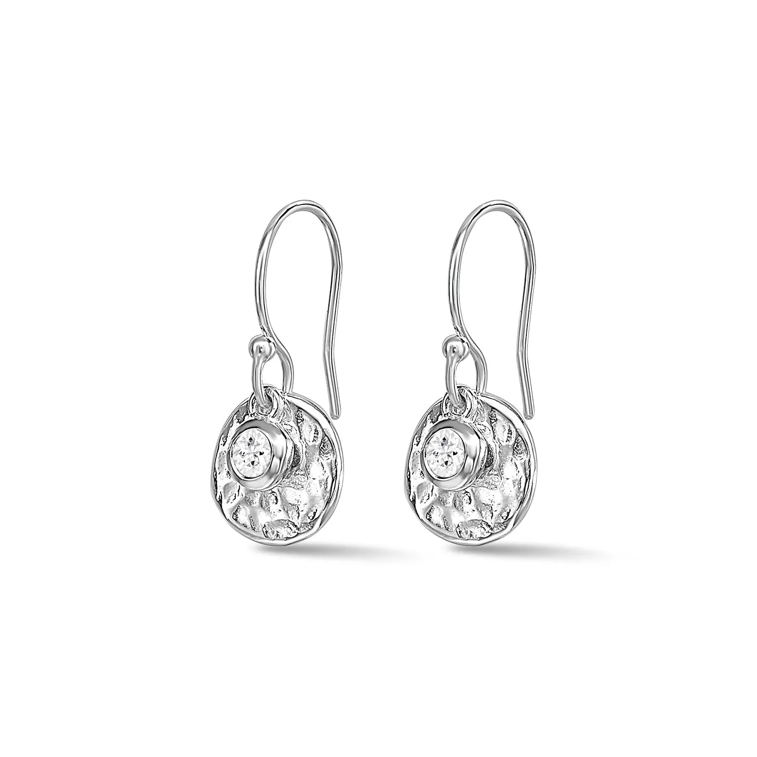 Hammered Disc & White Sapphire Array Earrings sold by Dower & Hall product image thumbnail 5