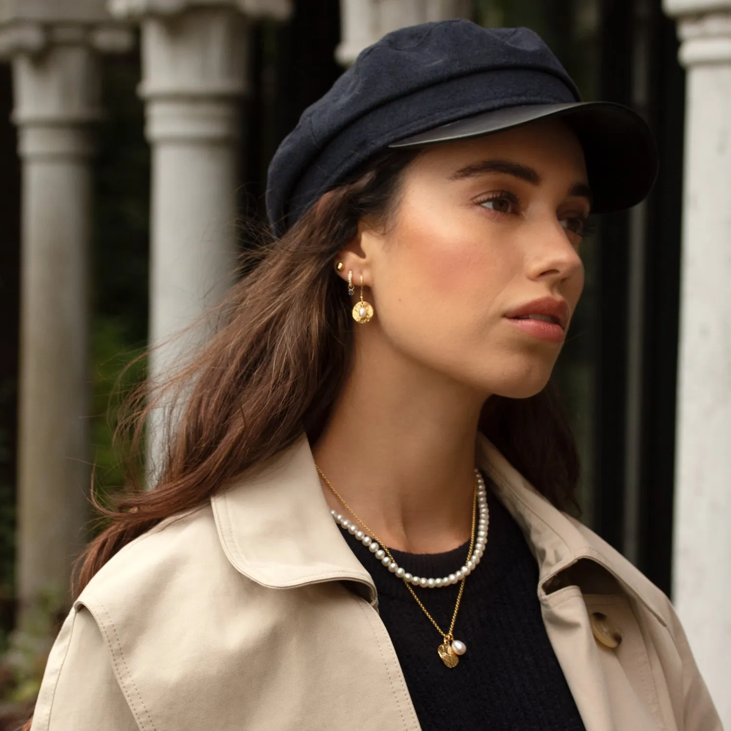 Hammered Disc & White Freshwater Pearl Nomad Pendant sold by Dower & Hall product image thumbnail 3