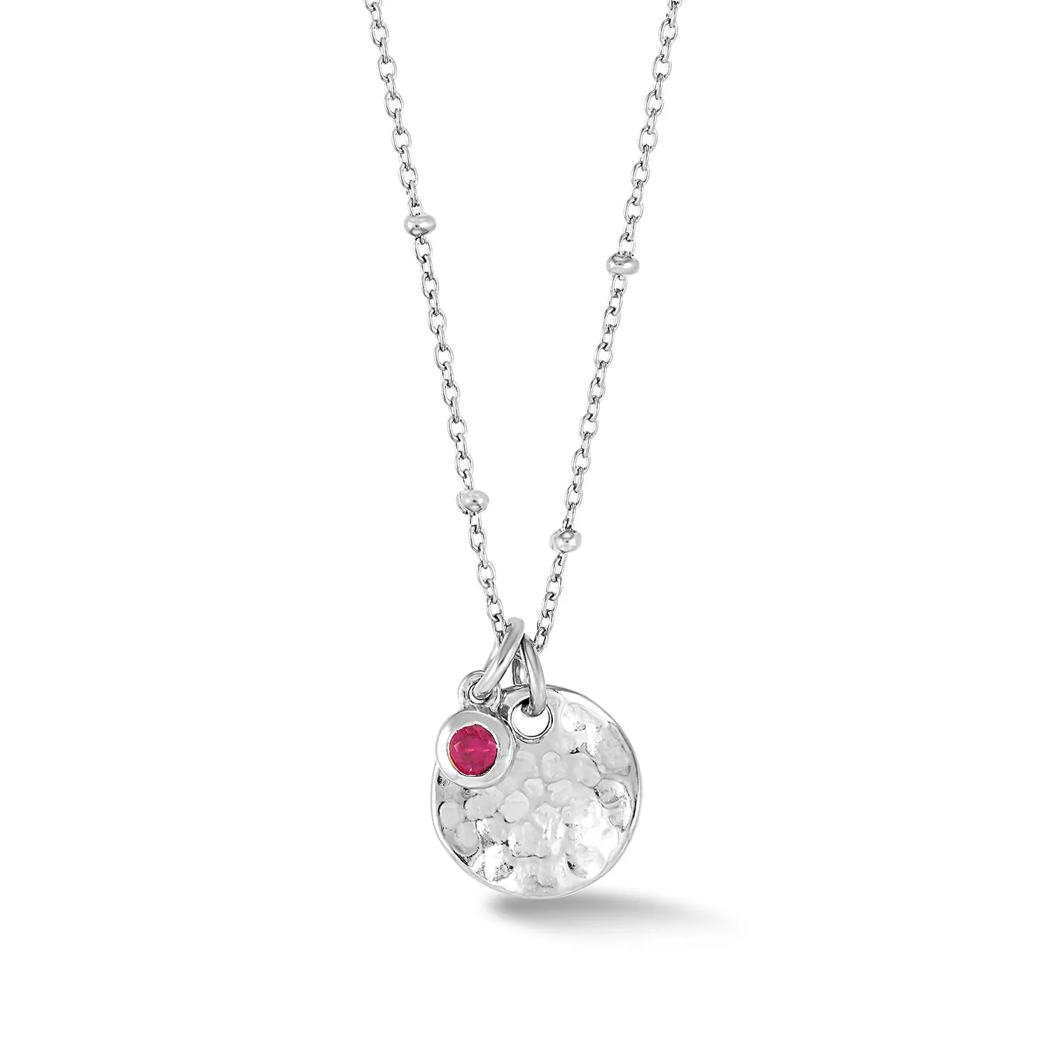 Hammered Disc & Ruby Array Necklace sold by Dower & Hall product image thumbnail 4