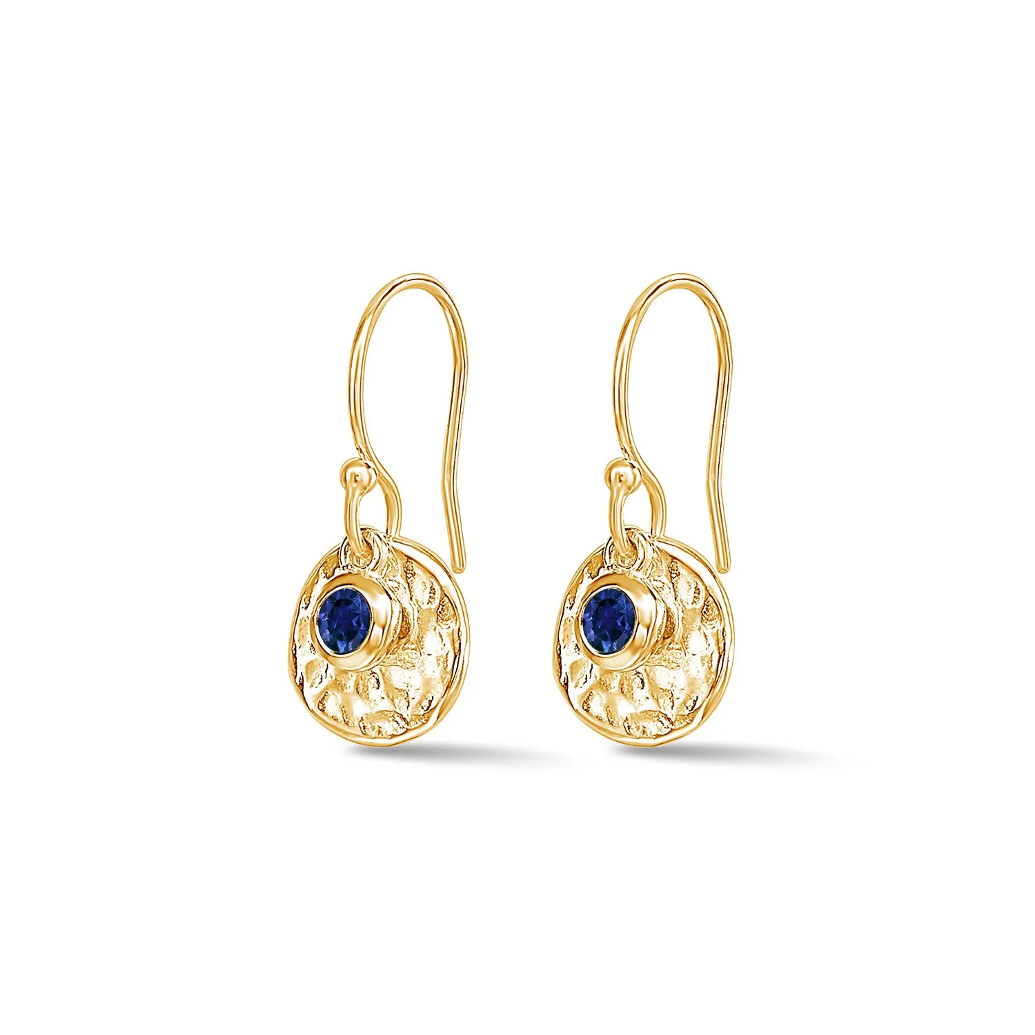 Hammered Disc & Blue Sapphire Array Earrings sold by Dower & Hall product image thumbnail 4