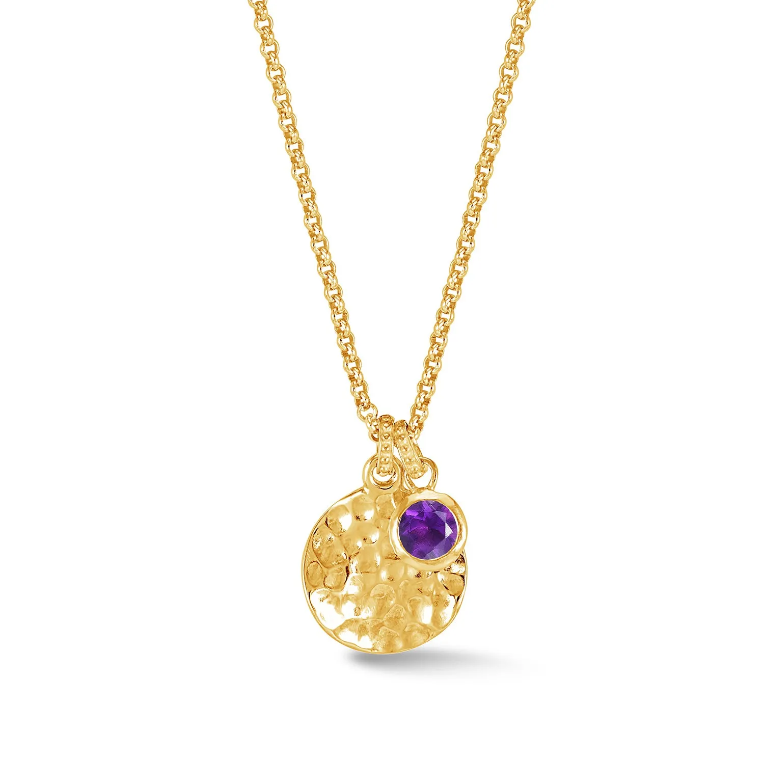 Hammered Disc & 5mm Amethyst Array Pendant sold by Dower & Hall product image thumbnail 4