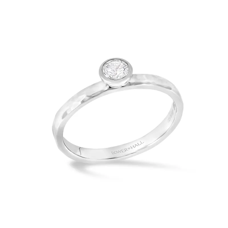 4mm White Topaz Hammered Twinkle Ring sold by Dower & Hall