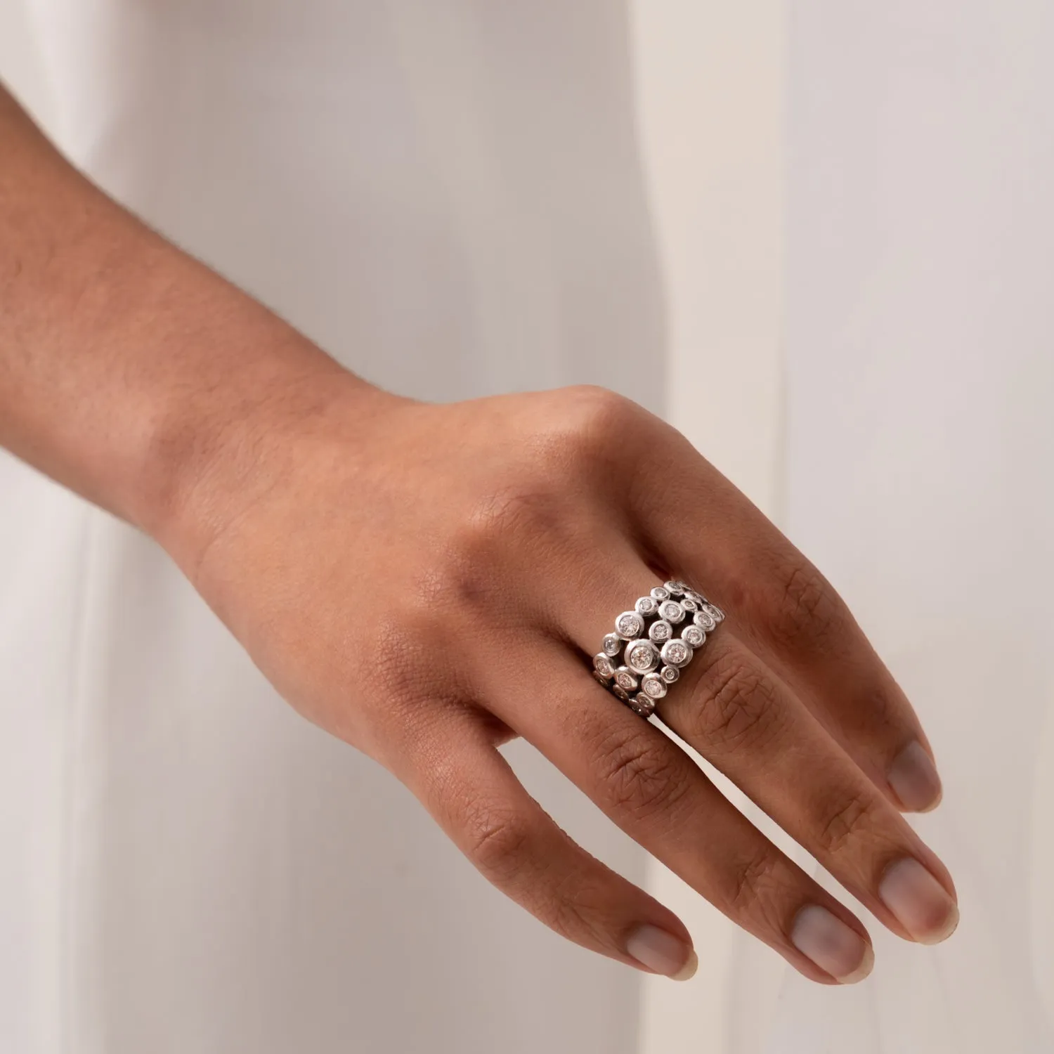 18k Gold & Diamond Triple Row Dotty Ring - 2.00CT sold by Dower & Hall product image thumbnail 4