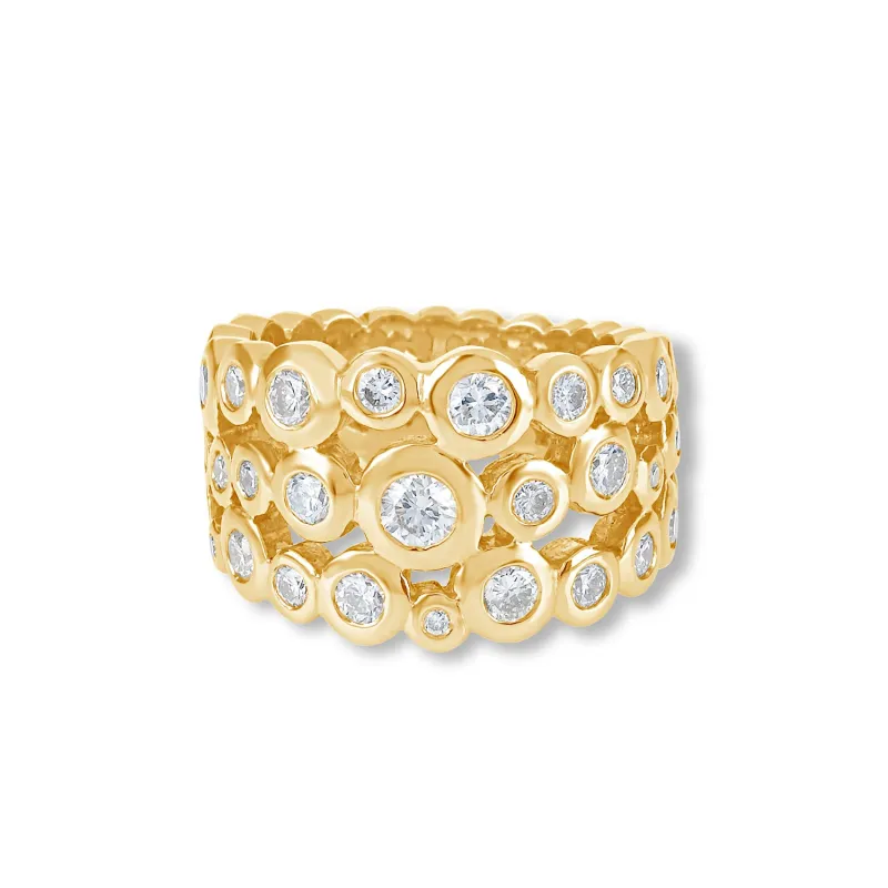18k Gold & Diamond Triple Row Dotty Ring - 2.00CT sold by Dower & Hall