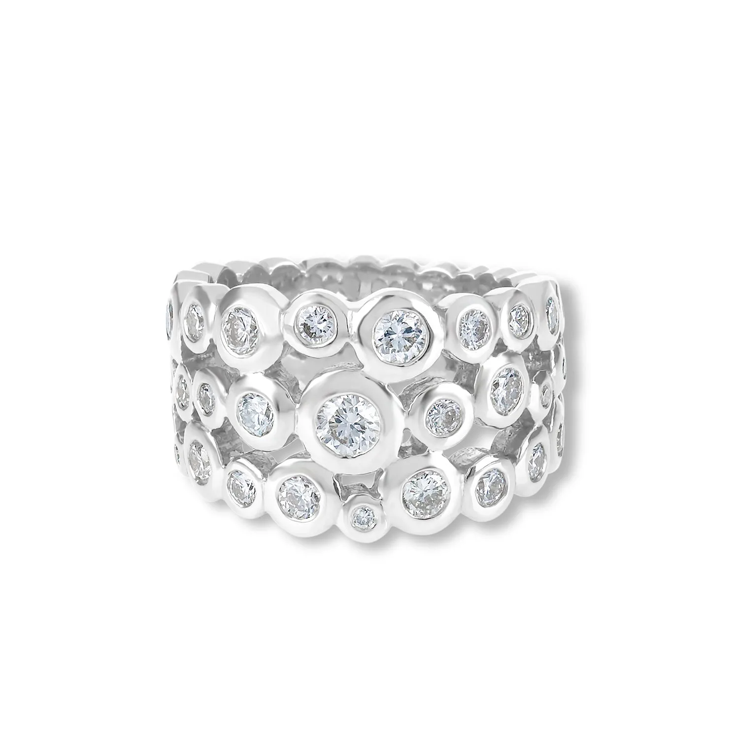 18k Gold & Diamond Triple Row Dotty Ring - 2.00CT sold by Dower & Hall product image thumbnail 5