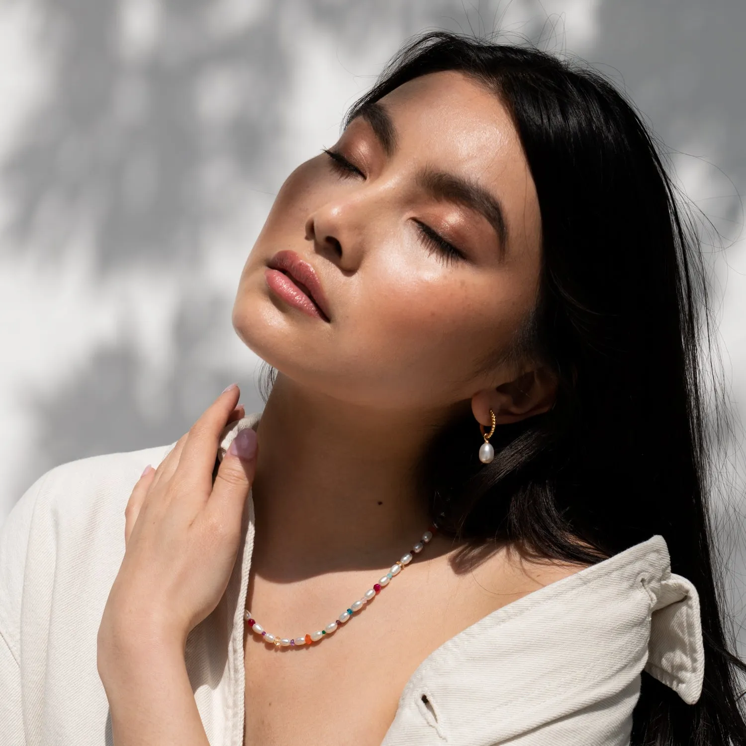 Timeless Oval Pearl Charm Hoops sold by Dower & Hall product image thumbnail 2