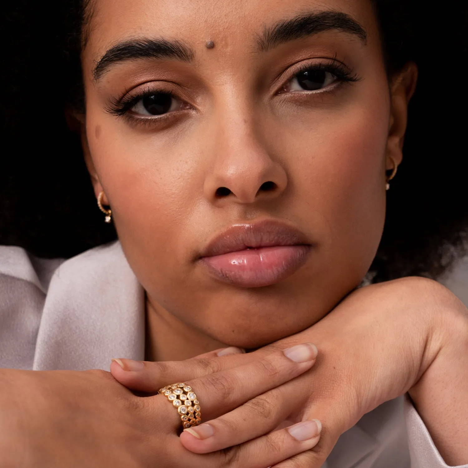 18k Gold & Diamond Triple Row Dotty Ring - 1.00CT sold by Dower & Hall product image thumbnail 2