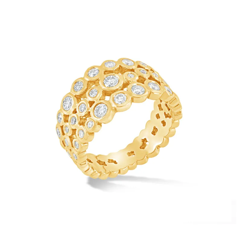 18k Gold & Diamond Triple Row Dotty Ring - 1.00CT sold by Dower & Hall
