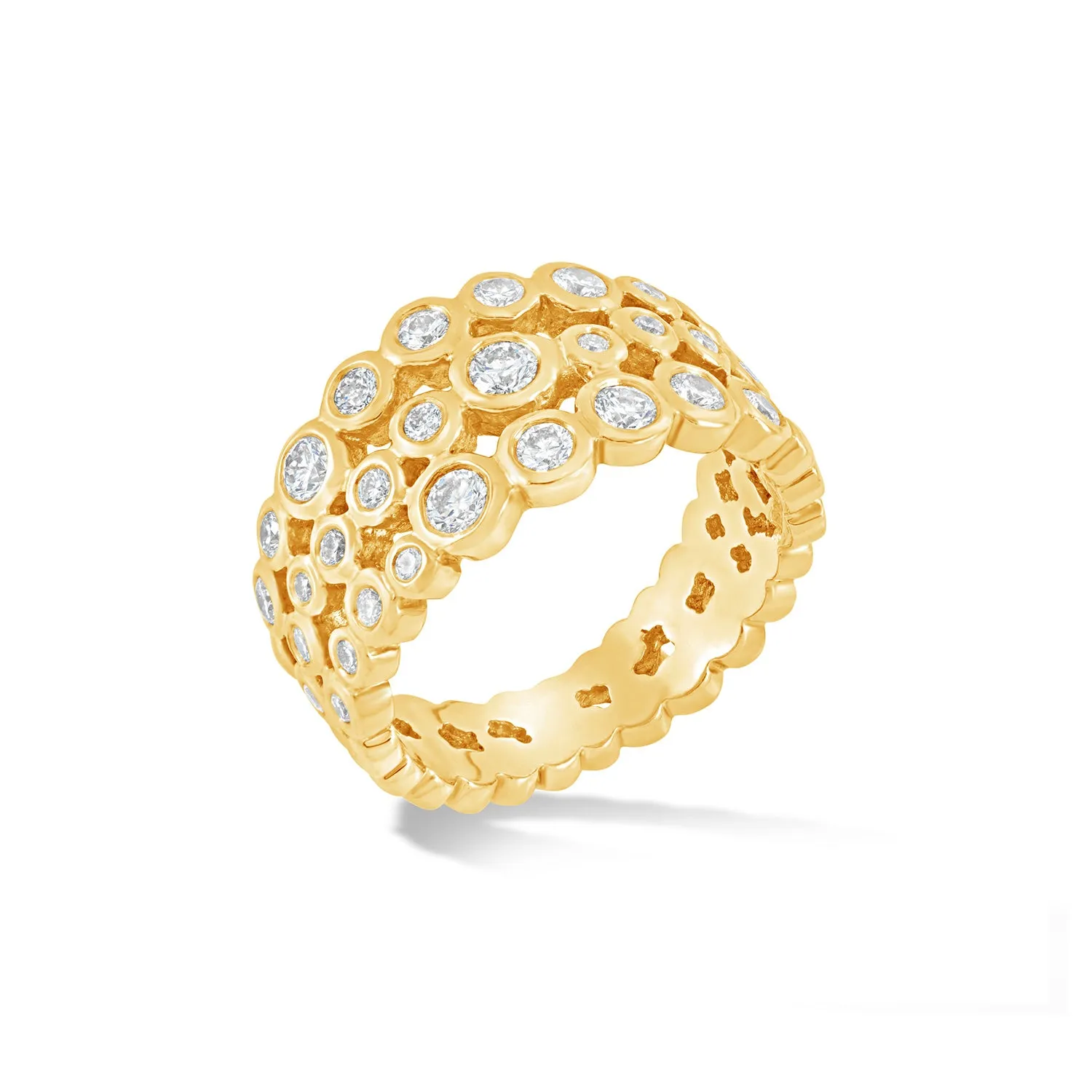 18k Gold & Diamond Triple Row Dotty Ring - 1.00CT sold by Dower & Hall