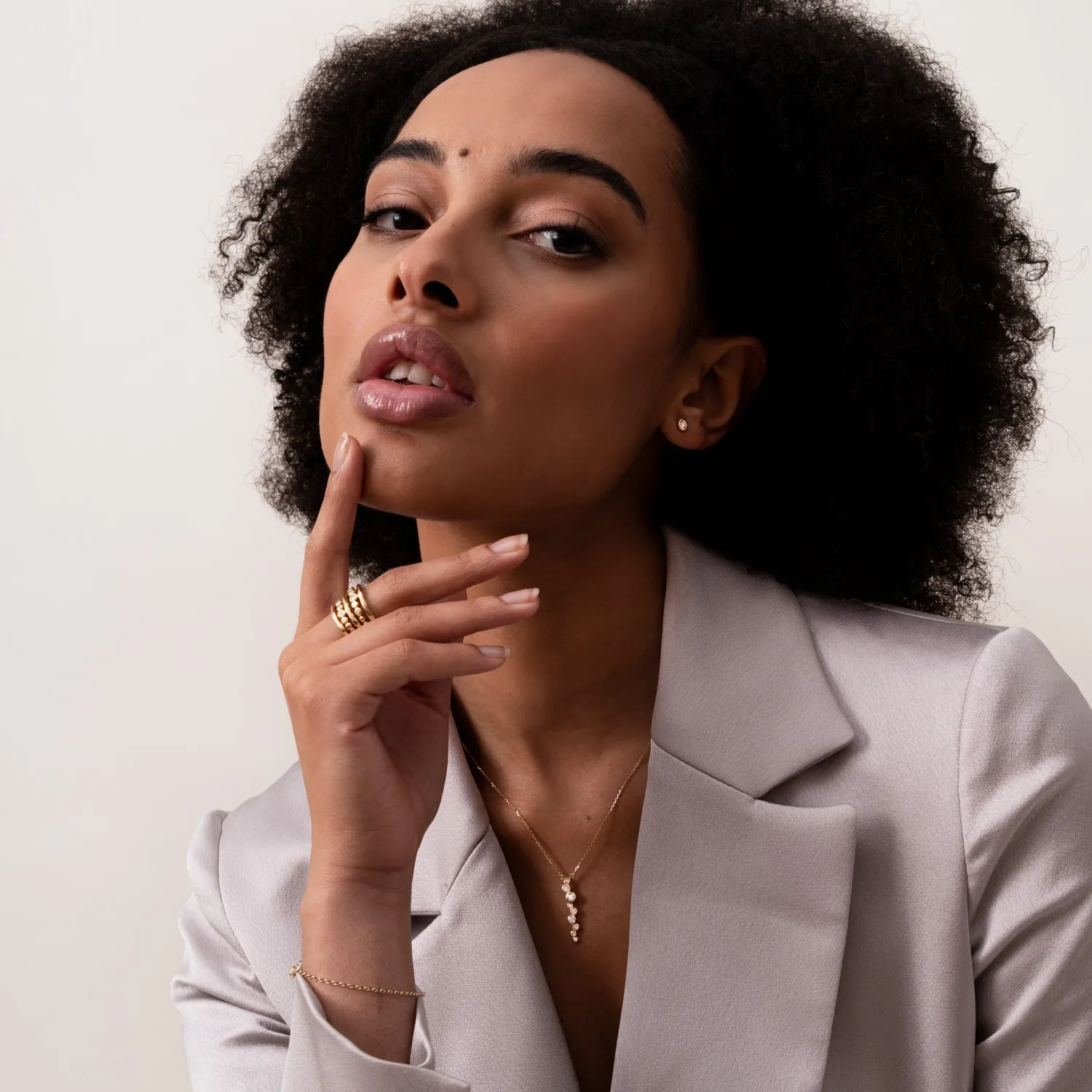 18k Gold & Diamond Long Cascade Pendant sold by Dower & Hall product image thumbnail 2