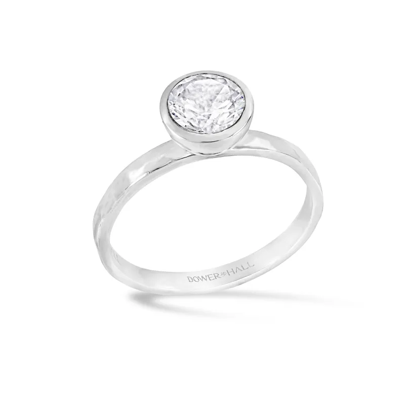 6mm White Topaz Hammered Twinkle Ring sold by Dower & Hall