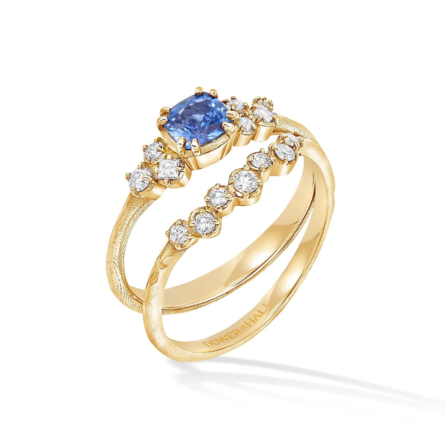 18k 5mm Cushion Sapphire & Diamond Stargazer Ring sold by Dower & Hall product image thumbnail 4