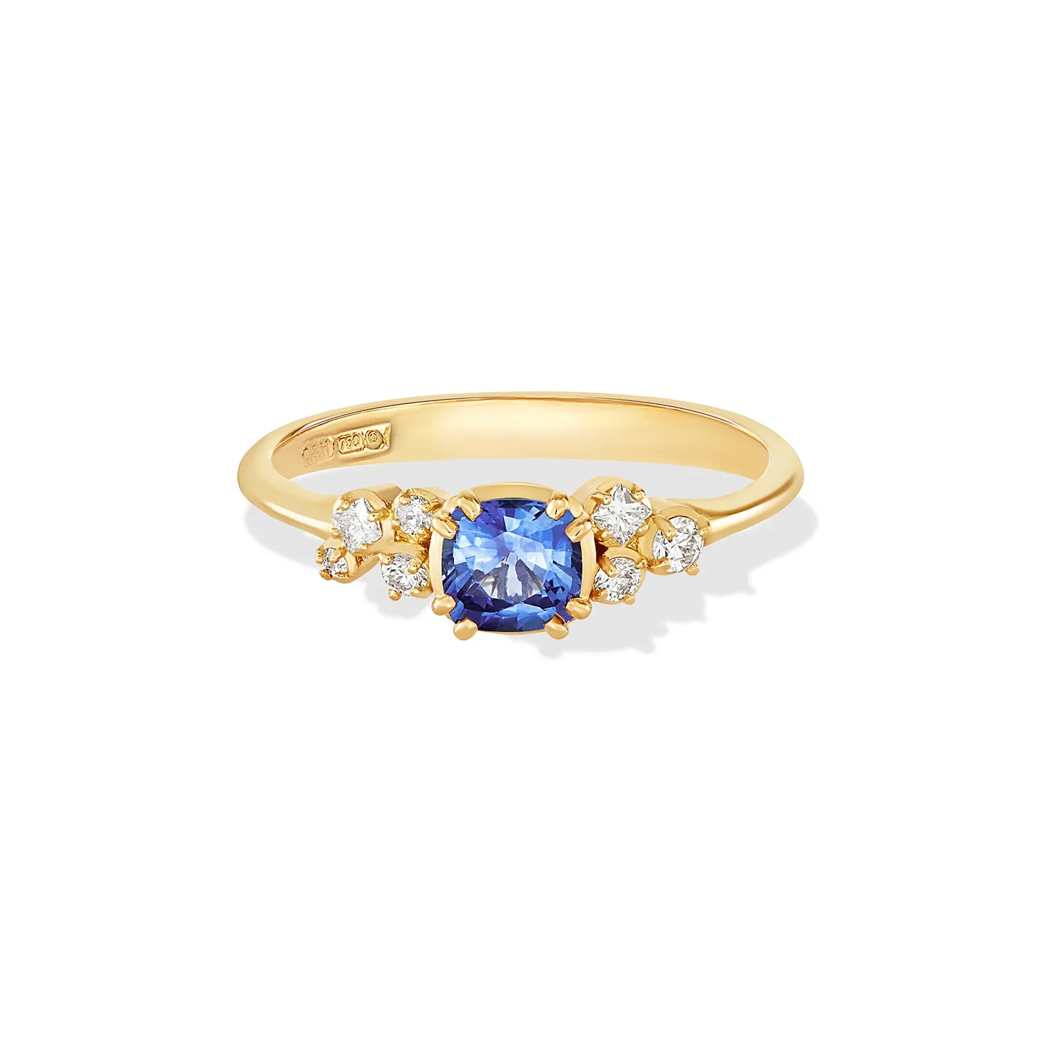 18k 5mm Cushion Sapphire & Diamond Stargazer Ring sold by Dower & Hall product image thumbnail 3