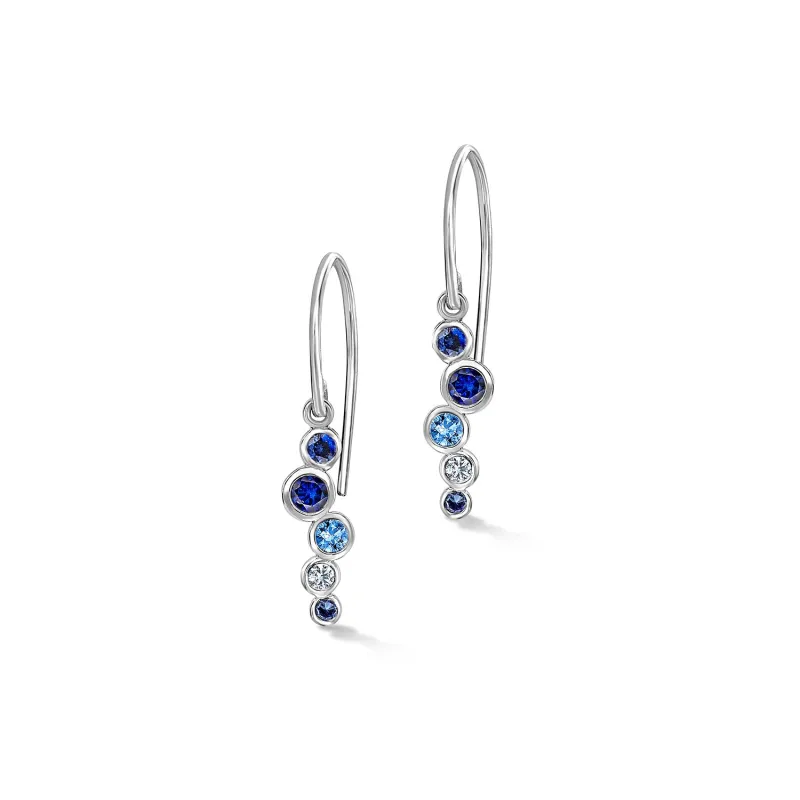 18k Blue Sapphire & Aquamarine Cascade Earrings sold by Dower & Hall