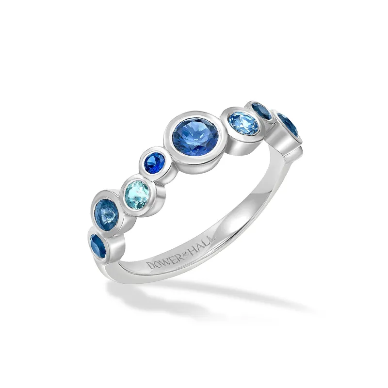 18k Blue Sapphire & Aquamarine Cascade Ring - 0.75ct sold by Dower & Hall