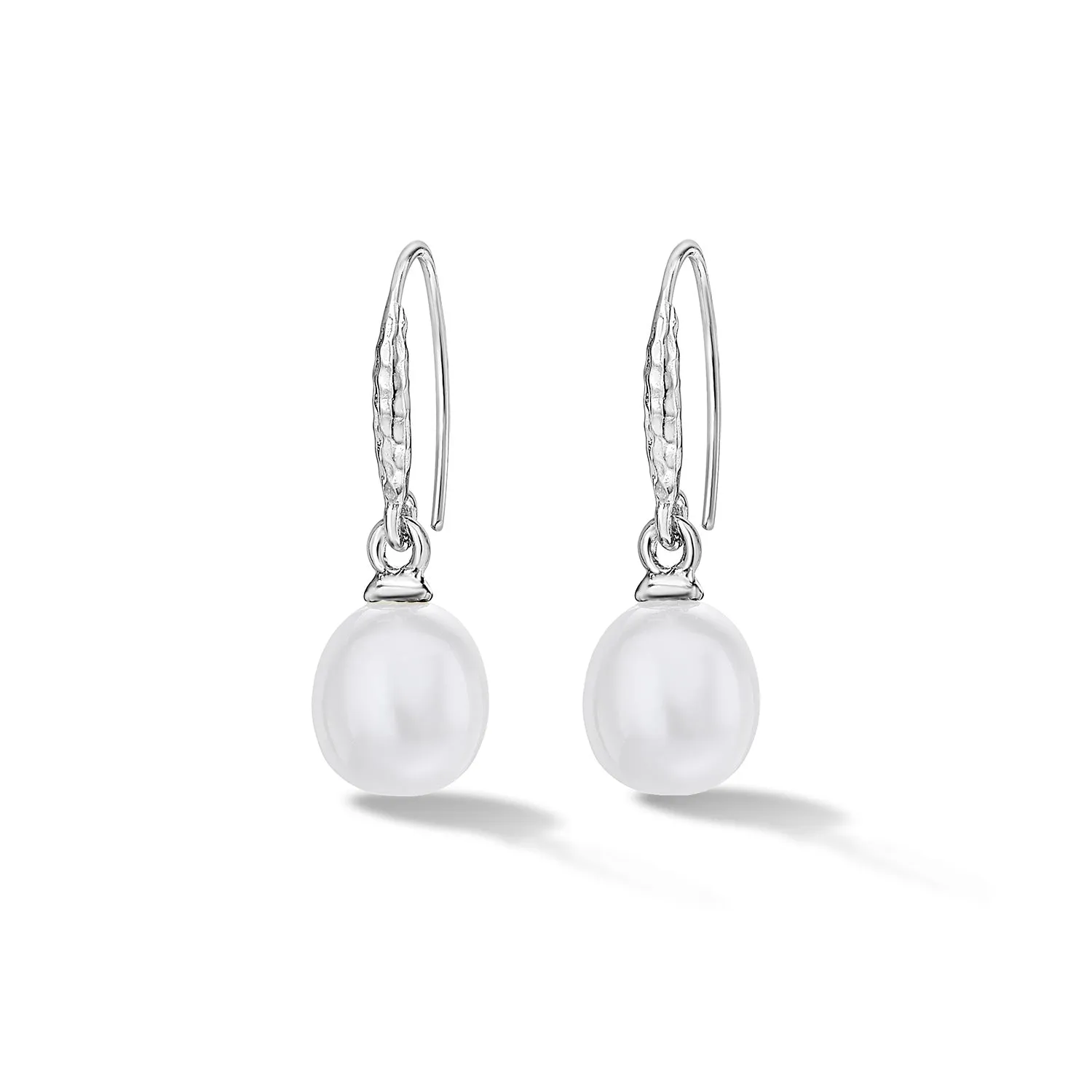 8mm Oval White Luna Pearl Drop Earrings sold by Dower & Hall