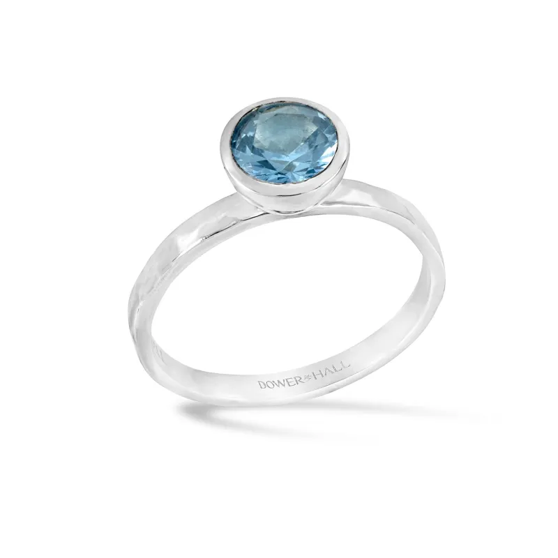 6mm Blue Topaz Hammered Twinkle Ring sold by Dower & Hall