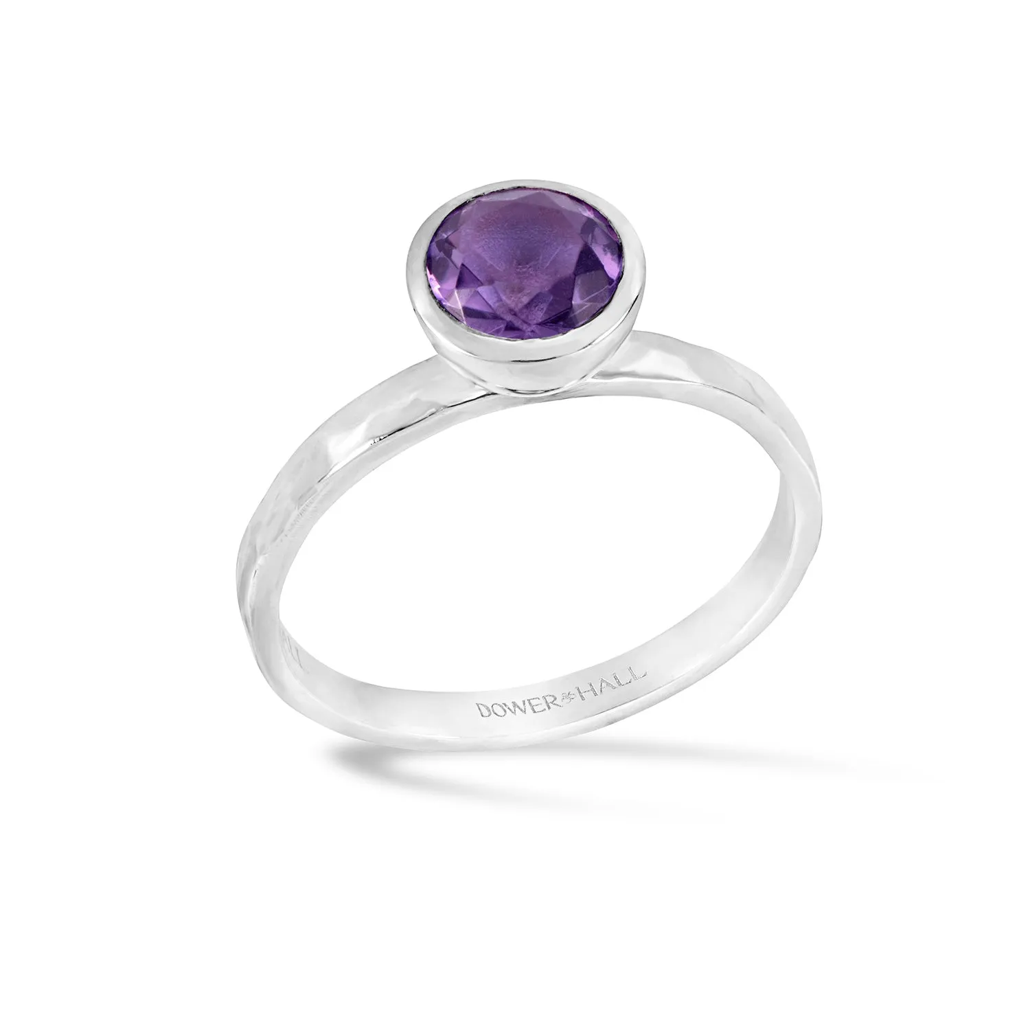6mm Amethyst Hammered Twinkle Ring sold by Dower & Hall