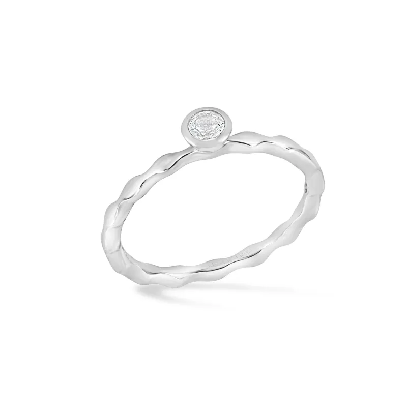 3mm White Sapphire Wave Twinkle Ring sold by Dower & Hall