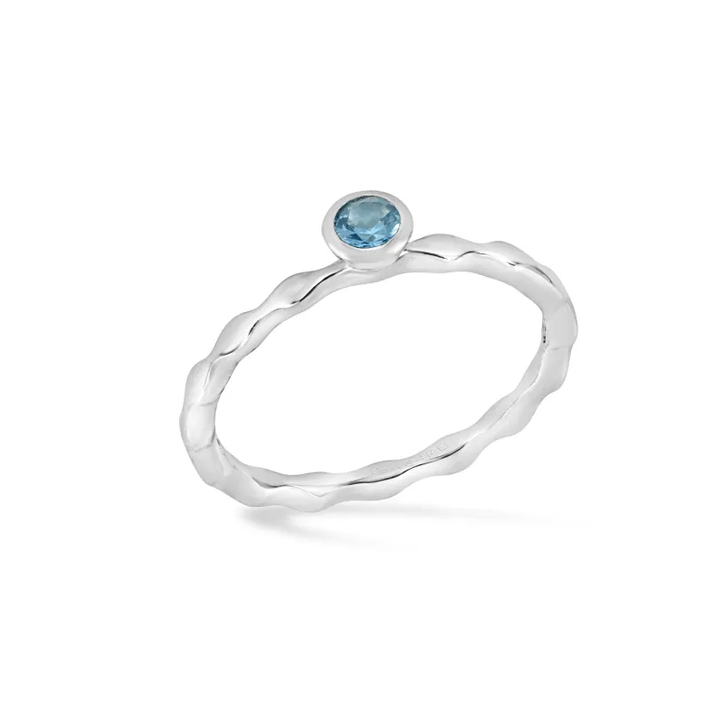 3mm Aquamarine Wave Band Twinkle Ring sold by Dower & Hall