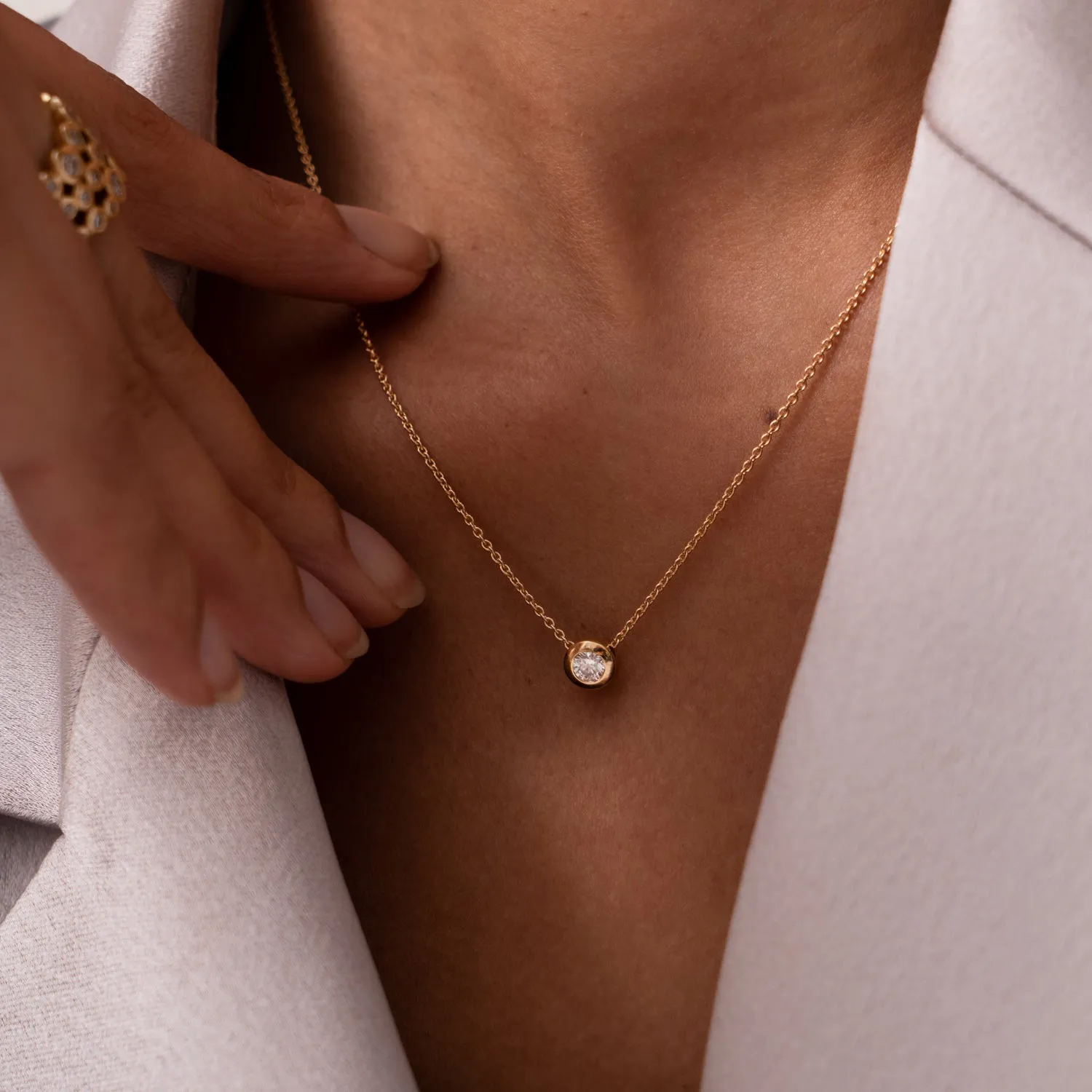 18k Gold Solitaire Cascade Diamond Pendant sold by Dower & Hall product image thumbnail 2