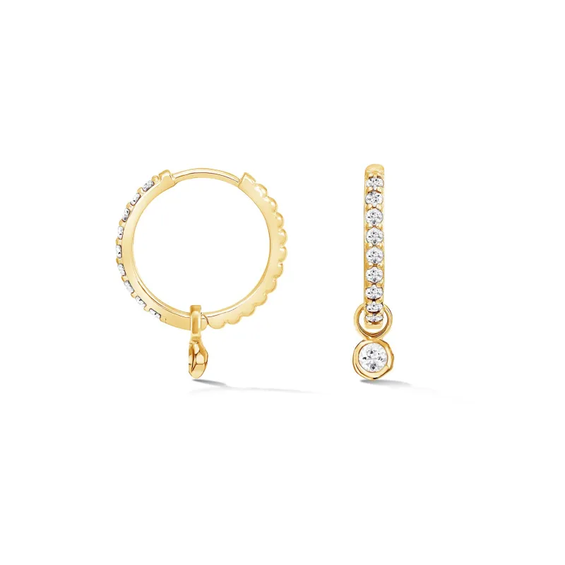 White Sapphire Dewdrop Charm Hoops sold by Dower & Hall